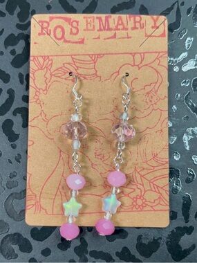 Rosemary Pink Star Bead Drop Earrings